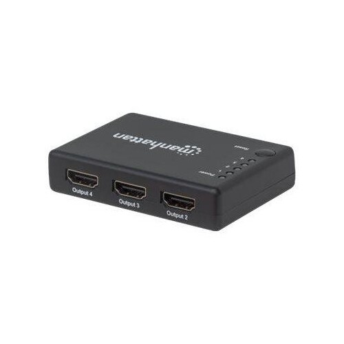 Manhattan HDMI Splitter 4-Port (Compact), 4K@30Hz, Displays output from x1 HDMI source to x4 HD disp Produktbild Additional View 3 L