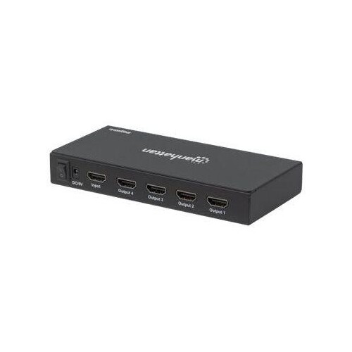 Manhattan HDMI Splitter 4-Port , 4K@60Hz, Displays output from x1 HDMI source to x4 HD displays (sam Produktbild Additional View 1 L