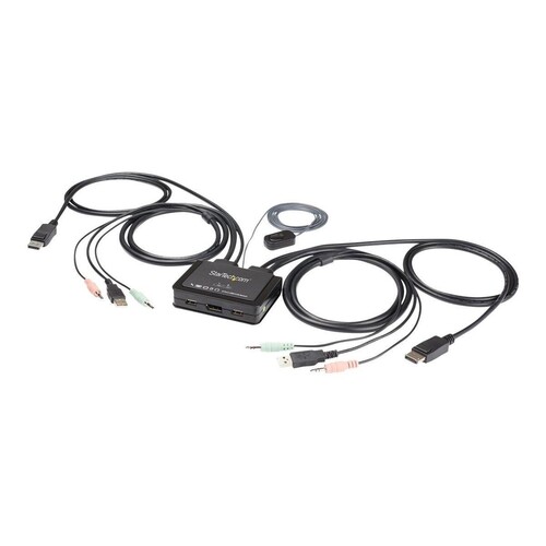 StarTech.com 2-Port USB DisplayPort KVM Switch - 4K 60 Hz - UHD DP 1.2 USB-KVM Umschalter mit 1,2 m Produktbild