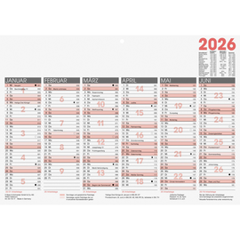 Arbeitstagekalender 2026 A4 Karton 6Monate/1Seite Glocken 50-113170-06 Produktbild