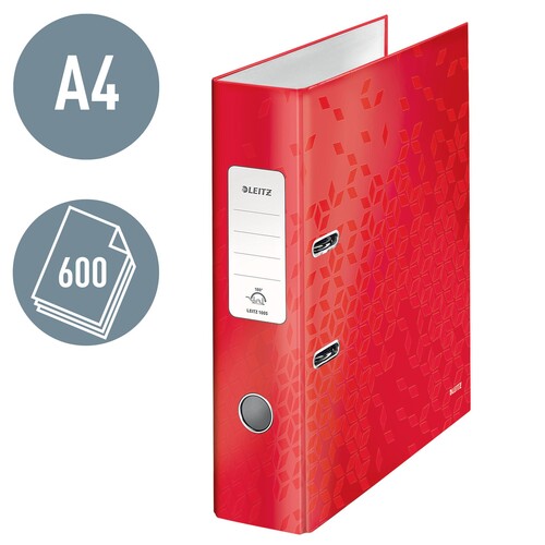 Ordner 180° WOW A4 80mm rot metallic Leitz 1005-00-26 Produktbild Additional View 1 L