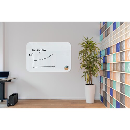 Glas-Magnetboard artverum 120x90cm mit abgerundeten Ecken weiß magnetisch Sigel GL304 Produktbild Additional View 3 L