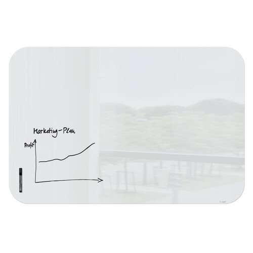 Glas-Magnetboard artverum 150x100cm mit abgerundeten Ecken weiß magnetisch Sigel GL305 Produktbild