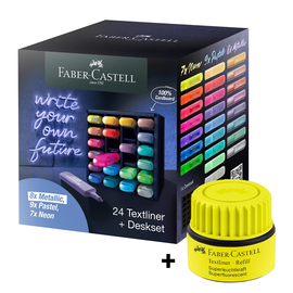 Aktion Textliner 46 Deskset + 1x Text- marker Nachfülltank 1549 Refill gelb gratis Faber Castell (SET=1X DESKSET+1X TEXTMARKER NACHFÜLLTANK REFILL) Produktbild