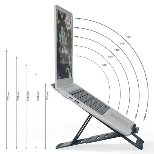 Laptopständer Ergo Ultraflach bis 17" höhenverstellbar dunkelgrau Leitz Aluminium  6346-00-89 Produktbild Additional View 6 L