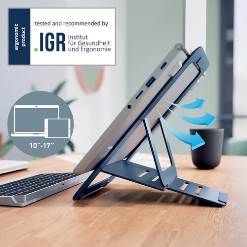 Laptopständer Ergo Ultraflach bis 17" höhenverstellbar dunkelgrau Leitz Aluminium  6346-00-89 Produktbild Additional View 9 L
