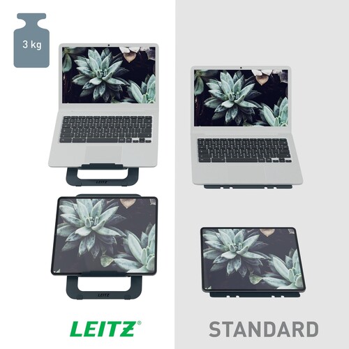 Laptopständer Ergo Ultraflach bis 17" höhenverstellbar dunkelgrau Leitz Aluminium  6346-00-89 Produktbild Back View L
