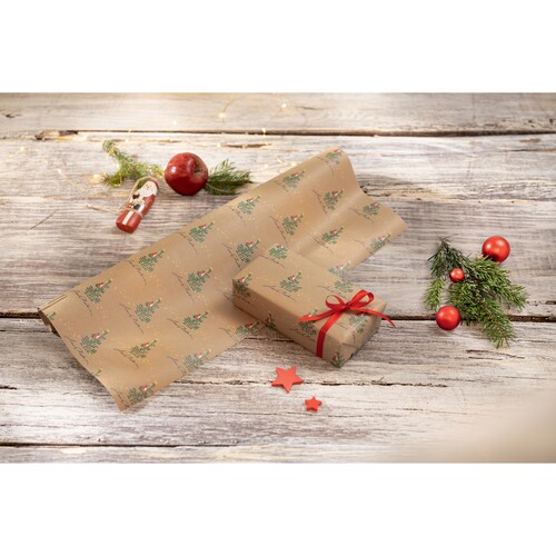 Weihnachts-Geschenkpapier 5mx50cm Kraftpapier Christmas with apples Sigel 100g GP123 Produktbild Additional View 1 L