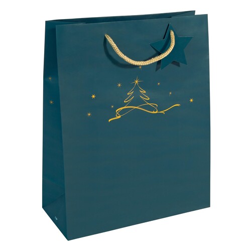 Weihnachts-Tragetasche 26x33x12cm Christmas tree petrol Sigel GT034 (PACK=5 STÜCK) Produktbild
