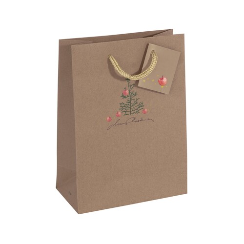 Weihnachts-Tragetasche 17x23x9cm Kraftkarton Christmas with apples Sigel GT041 (PACK=5 STÜCK) Produktbild
