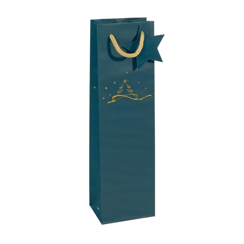 Weihnachts-Tragetasche 10x35x8cm Christmas tree petrol Sigel GT036 (PACK=5 STÜCK) Produktbild
