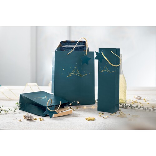 Weihnachts-Tragetasche 10x35x8cm Christmas tree petrol Sigel GT036 (PACK=5 STÜCK) Produktbild Additional View 1 L