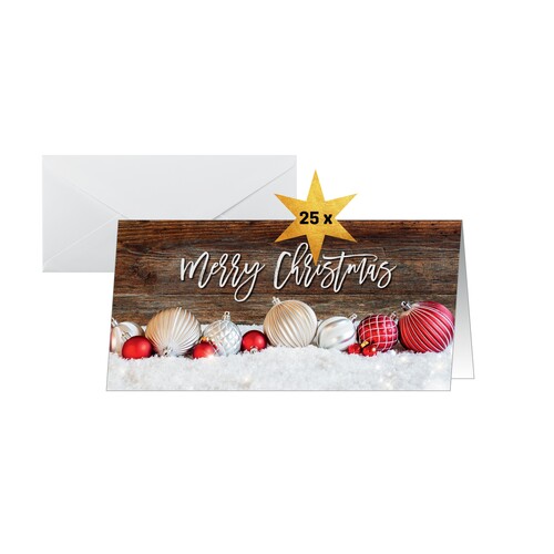 Weihnachts-Faltkarten inkl. Umschläge DL red-white Christmas with dark wood Sigel 250g  DS090 (PACK=25 KARTEN + 25 KUVERT) Produktbild Additional View 1 L