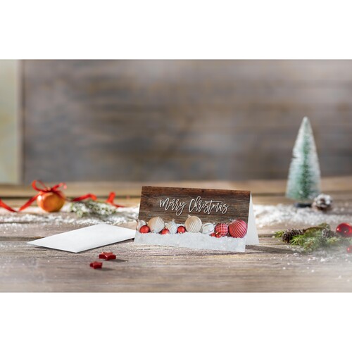 Weihnachts-Faltkarten inkl. Umschläge DL red-white Christmas with dark wood Sigel 250g  DS090 (PACK=25 KARTEN + 25 KUVERT) Produktbild Additional View 2 L