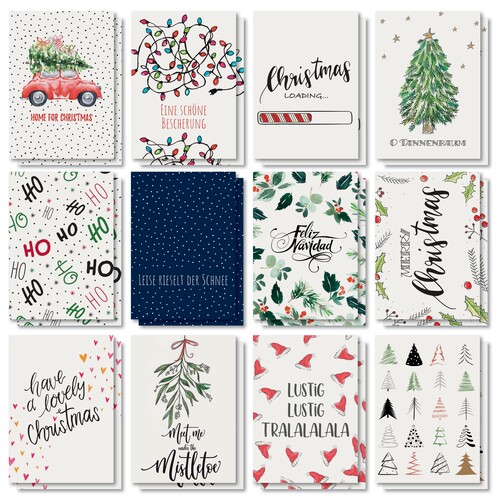Weihnachts-Postkarten-Set A6 270g Colourful Christmas Sigel DS701 (PACK=24 STÜCK) Produktbild