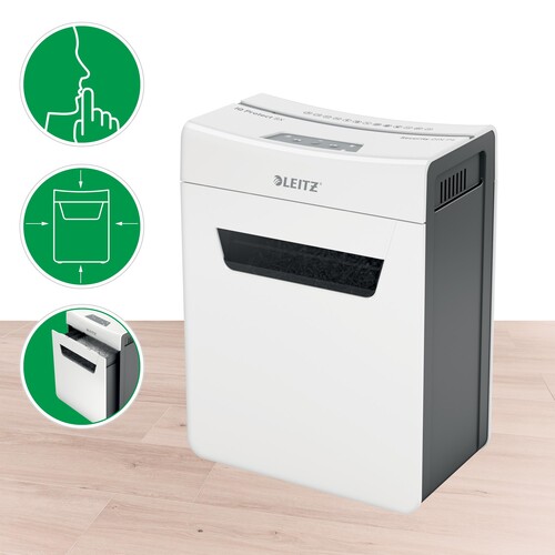 Aktenvernichter IQ Protect Premium 8X P4 für 8Blatt 4x40mm Partikelschnitt Leitz 8091-00-00 (Sicherheitsstufe P-4) Produktbild Side View L