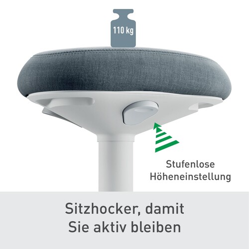 Sitzhocker Ergo Active mit Komfortsitz höhenverstellbar hellgrau Leitz 65440085 Produktbild Additional View 3 L