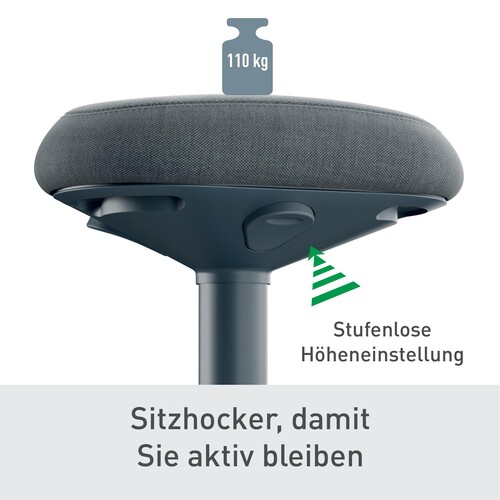 Sitzhocker Ergo Active mit Komfortsitz höhenverstellbar dunkelgrau Leitz 65440089 Produktbild Additional View 3 L