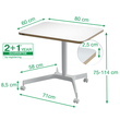 Sitz-/Steh-Schreibtisch Ergo Pneumatisch 80x60cm höhenverstellbar 75-114cm Leitz weiß 65360001 Produktbild Additional View 9 S