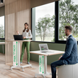 Sitz-/Steh-Schreibtisch Ergo Pneumatisch 80x60cm höhenverstellbar 75-114cm Leitz weiß 65360001 Produktbild Back View S