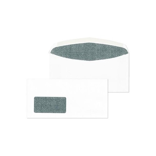 Kuvertierhülle mit Fenster DIN lang+ 114x229mm außenliegende Seitenklappe 80g weiß Zahlenmeer Sicherheitsschlitze (PACK=1000 STÜCK) Produktbild Front View L
