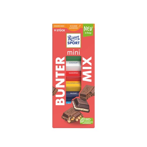 Ritter Sport Schokolade Mini Bunter Mix 1378C sort 150g (PACK=150 GRAMM) Produktbild Front View L