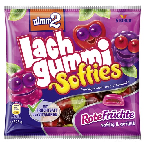 nimm2 Fruchtgummi Lachgummi Softies Rote Früchte 387629-00 225g (PACK=225 GRAMM) Produktbild Front View L