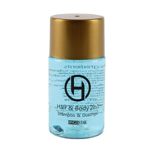 HYGOSTAR Duschgel Shampoo 2in1 556220 Flasche 25ml 50St. (PACK=50 STÜCK) Produktbild