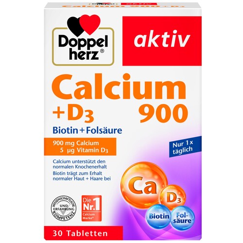 Doppelherz Calcium 900 +D3 +Biotin 30St (PACK=30 STÜCK) Produktbild Front View L