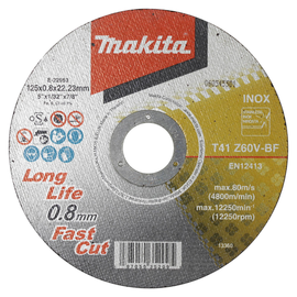 Makita Trennscheibe INOX E-22953-12 125x0,8mm 12St (PACK=12 STÜCK) Produktbild