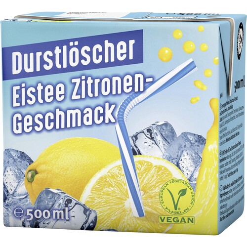 Durstlöscher Eistee Zitrone 27640 TetraPak 0,5l 12St (PACK=12 STÜCK) Produktbild Front View L