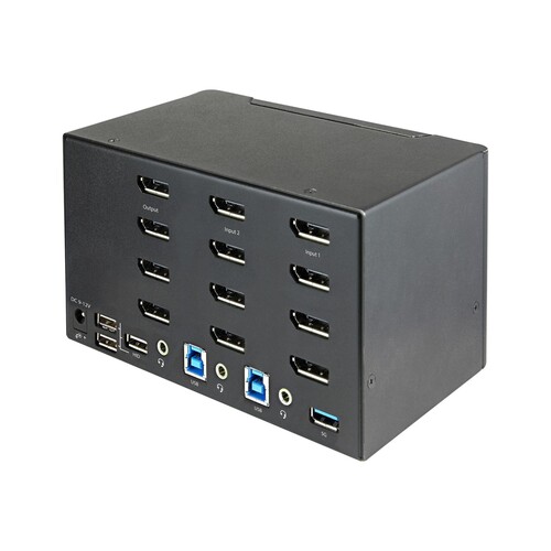 StarTech.com 2 Port Quad Monitor DisplayPort KVM Switch - 4K 60 Hz UHDR - DP 1.2 KVM Switch mit USB Produktbild Additional View 1 L