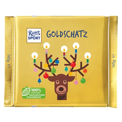 Ritter Sport Schokolade Goldschatz 805686 145g (ST=145 GRAMM) Produktbild Front View L