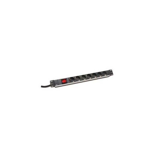 DIGITUS Steckdosenleiste mit Aluminiumprofil und Schalter, 7-fach Schutzkontaktsteckdose, 2 m Zuleit Produktbild Additional View 1 L