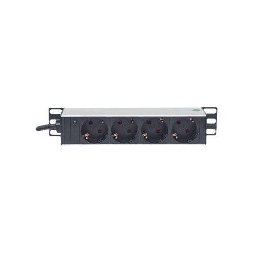 Intellinet 10" 1U Rackmount 4-Way Power Strip - German Type", With Power Indicator, No Surge Protect Produktbild Additional View 1 L