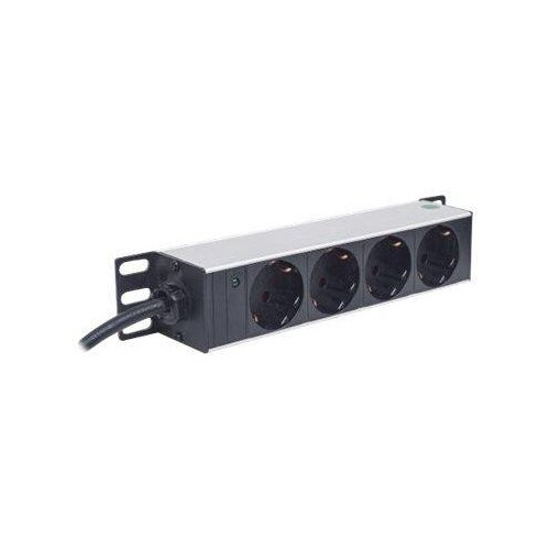 Intellinet 10" 1U Rackmount 4-Way Power Strip - German Type", With Power Indicator, No Surge Protect Produktbild Additional View 2 L