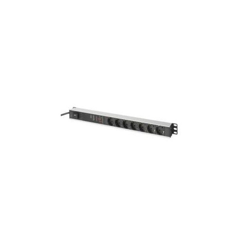 DIGITUS Steckdosenleiste mit Aluminiumprofil und Überspannungsschutz, integrierter Netzfilter, 7-fac Produktbild Additional View 1 L