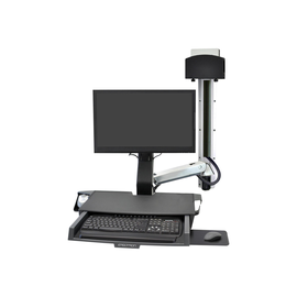 Ergotron SV Combo System with Worksurface & Pan, Small CPU Holder - Befestigungskit (CPU-Halter, Han Produktbild