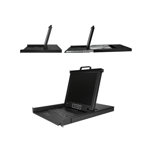 StarTech.com 8 Port Rack KVM Konsole mit 1,8 m Kabeln - US Tastatur(QWERTY), Integrierter KVM Switch Produktbild Additional View 2 L