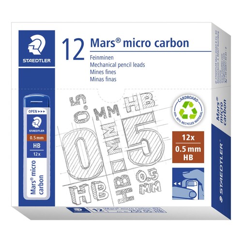 Feinminen Mars micro carbon 250 0,5mm Staedtler 25005-HB (DS=12 STÜCK) Produktbild Additional View 1 L