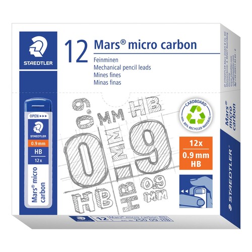 Feinminen Mars micro carbon 250 0,9mm Staedtler 25009-HB (DS=12 STÜCK) Produktbild Additional View 1 L