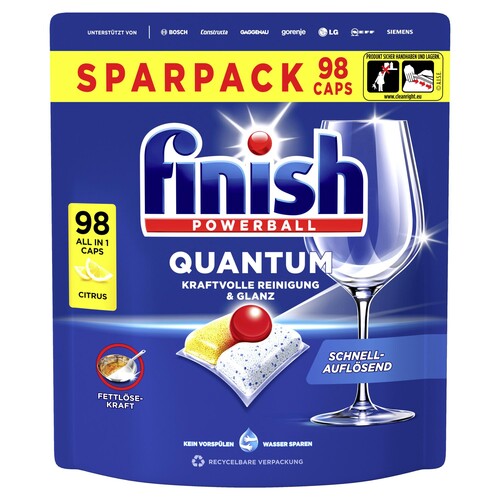 FINISH Spülmaschinentabs Quantum All in 1 Citrus 3283457 98St. (PACK=98 STÜCK) Produktbild Front View L