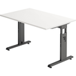 Hammerbacher Schreibtisch VOS12/W/G C-Fuß 120x80cm weiß/graphit Produktbild