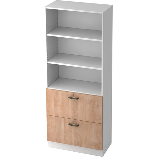 Hammerbacher Registraturschrank V7300/W/N/SG 5OH weiß/nußbaum Produktbild Front View L