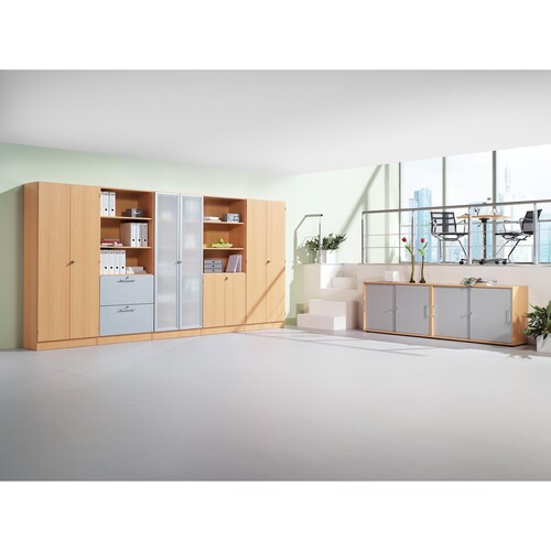 Hammerbacher Registraturschrank V7300/6/S/SG 5OH buche/silber Produktbild Additional View 1 L