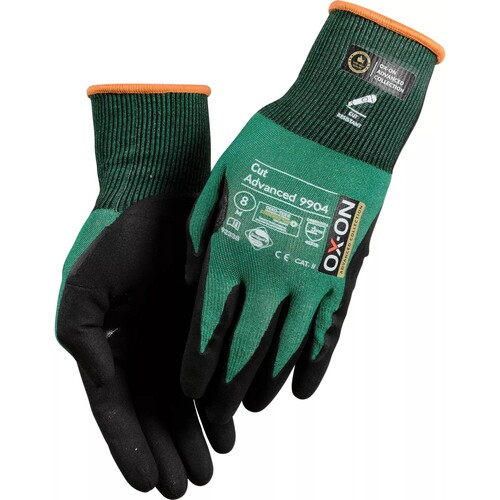 OX-ON Schnittschutzhandschuh Nylon Cut Advanced 9904 / Gr. 6 / grün-schwarz Produktbild Additional View 1 L