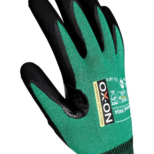 OX-ON Schnittschutzhandschuh Nylon Cut Advanced 9904 / Gr. 6 / grün-schwarz Produktbild Additional View 6 L