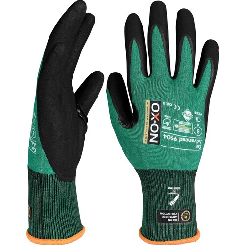 OX-ON Schnittschutzhandschuh Nylon Cut Advanced 9904 / Gr. 8 / grün-schwarz Produktbild Additional View 2 L
