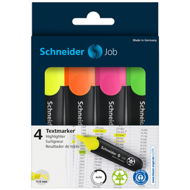 Textmarker Job 1+5mm Keilspitze Karton Etui sortiert Schneider 1500 (ETUI=4 STÜCK) Produktbild