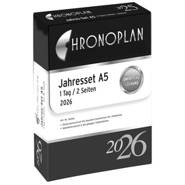 Jahres-Set mit Tagesplan 2026 für Organizer A5 1Tag/2Seiten Chronoplan 148x210mm 50206 Produktbild